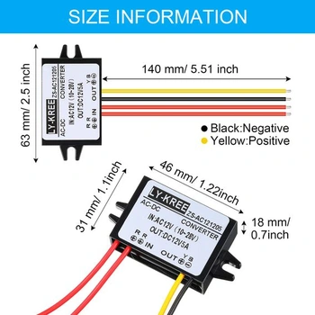 Usměrňovač AC-DC, vodotěsný snižující měnič AC 12V na DC 12V, 5A