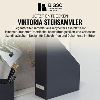 BIGSO VIKTORIA Stojanový organizér na spisy – Úložný box s visačkou – Stolný organizér na spisy,