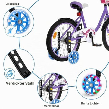 Pomocné kolieska pre detské bicykle, 2 ks, nastaviteľné pomocné kolieska, modrá
