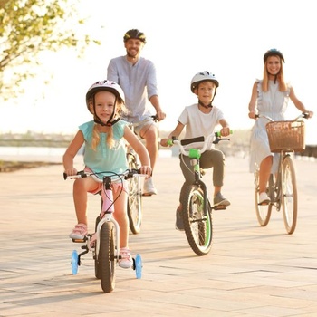 Pomocné kolieska pre detské bicykle, 2 ks, nastaviteľné pomocné kolieska, modrá