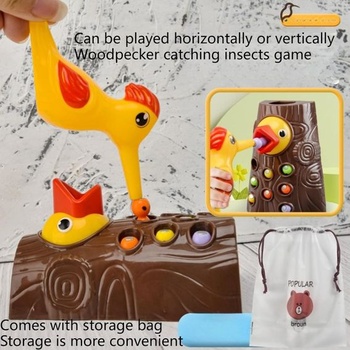 WANGHONGGOGO 10dielna sada hračiek s ďateľom a červom, vzdelávacia hračka Montessori, magnetická hra,