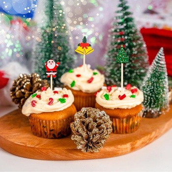 ENLACE Koktailové špízy Finger Food Vianočné drevené špízy 100 kusov, Drevené špáradlá Vianočné