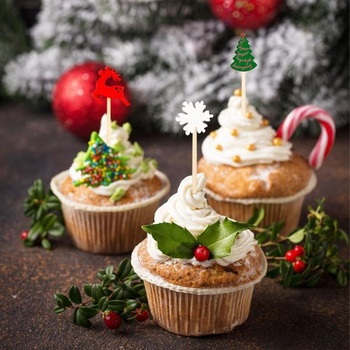 ENLACE Koktailové špízy Finger Food Vianočné drevené špízy 100 kusov, Drevené špáradlá Vianočné