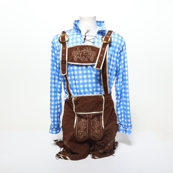 Pánský kostým Spooktacular Creations s modrými kostkami a německým bavorským vzorem na Oktoberfest