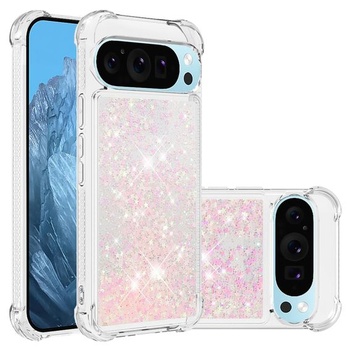 IMEIKONST Trblietavý kryt pre Google Pixel 10 Pro XL, ochranný kryt s tekutým pieskom, trblietky, číry,