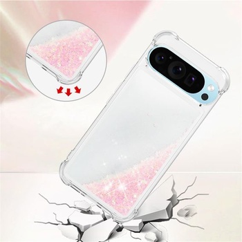 IMEIKONST Trblietavý kryt pre Google Pixel 10 Pro XL, ochranný kryt s tekutým pieskom, trblietky, číry,
