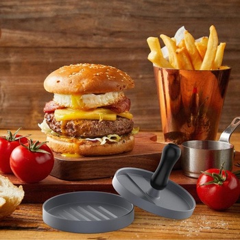 Lis na hamburgery GeeRic s nepřilnavým povrchem a 100 papírovými plackami, robustní hliníkový lis