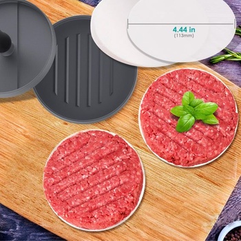 Lis na hamburgery GeeRic s nepřilnavým povrchem a 100 papírovými plackami, robustní hliníkový lis