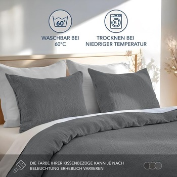 Obliečka na vankúš Dreamzie 30x50 cm, sada 2 kusov - 100% praná bavlna, tmavo šedá, certifikovaná