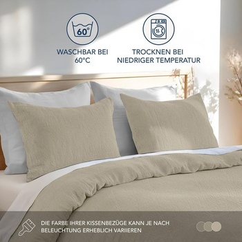 Povlak na polštář Dreamzie 40x80 cm, sada 2 kusů - 100% praná bavlna, béžová, certifikace Oeko-TEX,