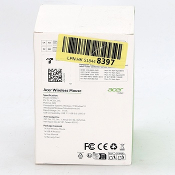 Bezdrôtová myš Acer Bluetooth (BT 5.2+2.4G), ergonomická myš 4000 DPI s bočným rolovacím kolieskom,