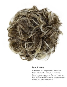Príčesok Drdol Scrunchie Updo Kučeravý popolavo hnedý s blond hrebienkami v drdole popolavo hnedý