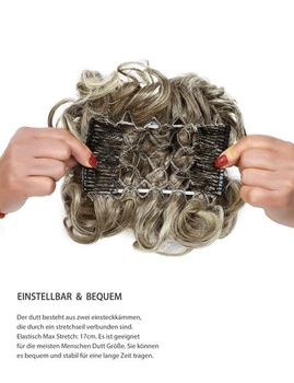 Příčesek Drdol Scrunchie Updo Kudrnatý popelavě hnědý s blond hřebínky v drdolu popelavě hnědý
