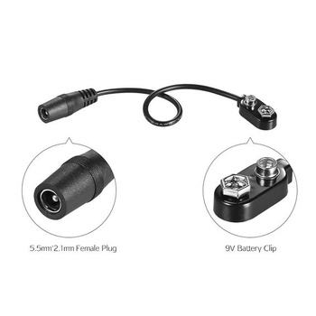 NOVÝ 1 KS 9V batériový klip konvertor Snap zástrčka 2,1 mm * 5,5 mm zásuvka pre gitarový efektový