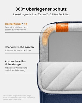Puzdro Tomtoc 360° pre 13-palcový MacBook Neo A18 Pro 2026 tmavo modré pre 13-palcový MacBook Neo