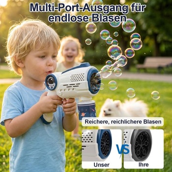 Bublinková pistole, výrobník bublin pro děti, s LED světlem a 100ml nádržkou, automatická