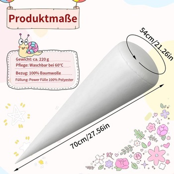 Školský vankúš s kužeľom 70 cm - Mäkká vnútorná vložka do látkových školských kužeľov - Pohodlná výplň