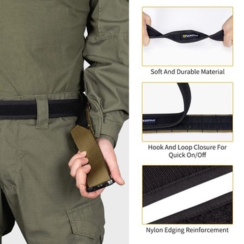 IDOGEAR Vnútorný opasok Taktické príslušenstvo k opasku pre služobné opasky 1,5'' slučkový opasok sa