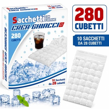 Terryshop74® Vrecká na ľad s formičkami – 10 sáčkov s 28 kockami (celkom 280 kociek) – Rýchla a