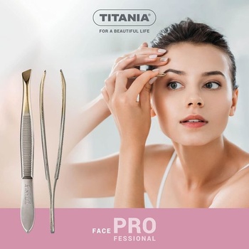 Pinzeta TITANIA ze Solingenu (8 cm, pozlacená) • Vyrobeno v Německu • Pinzeta na vytrhávání obočí •