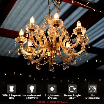 LVWIT B15 LED žiarovka v tvare sviečky 4W C35 bajonetová pätica teplá biela 2700K Edison Vintage