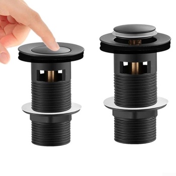 Umývadlo, 66 mm, matne čierna, umývadlo, odtok, umývadlo, tlačidlo, závit Click, M8, do kúpeľne a