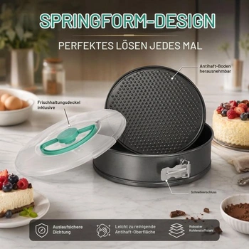 Kulatá dortová forma s víkem o průměru 24 cm, kulatá forma na pečení o průměru 24 cm, nepřilnavá