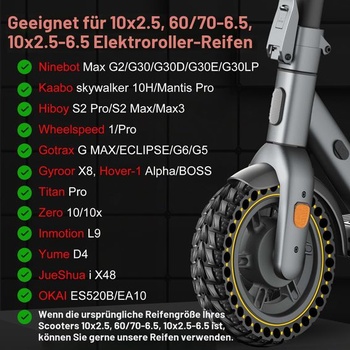 BANGTING 2 ks pneumatík 60/70-6,5 pre elektrickú kolobežku, 10x2,50-6,5 plné gumové pneumatiky,
