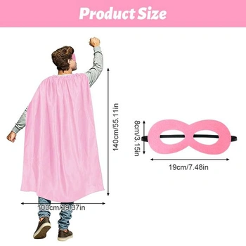AUYAO kostým superhrdiny, 2dílný karnevalový kostým, maškarní kostým (140 cm) 140*100 cm - růžový