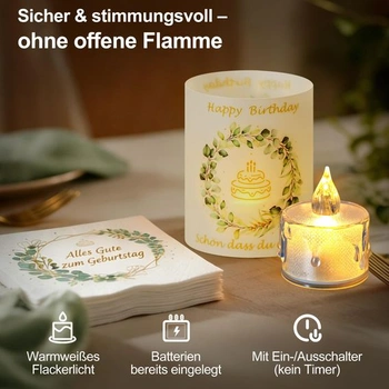 Sada narozeninových dekorací na stůl, eukalyptově zelená, narozeninové dekorace 4 kusy