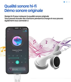 Adaptér Lightning Jack 2 v 1 (balenie 2 ks) Nabíjací kábel s dvojitým konektorom, príslušenstvo,