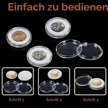 50 kapslí na mince, 2 kapsle na euromince s pěnovými kroužky (8 velikostí 17-40 mm) 40 mm - 50 ks