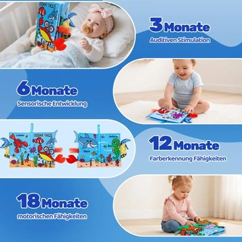 Lypsochaat Sada 2 hračiek pre bábätká (vek 0-3-6 mesiacov), Mäkká knižka pre 6mesačné bábätko, 3D