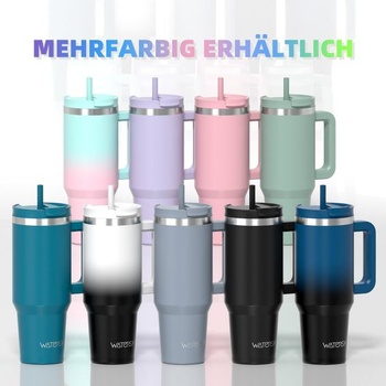 Termohrnek WATERSY 891ml se 2 brčky, nepropustný cestovní hrnek, vakuově izolovaný se šroubovacím