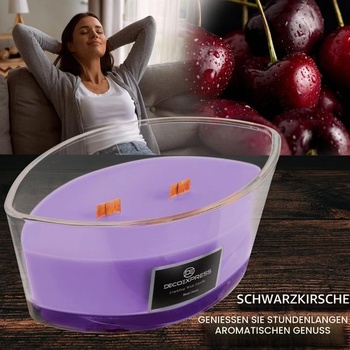 Vonná sviečka DECO EXPRESS v sklenenej dóze s 2 praskajúcimi knôtmi, elegantné vonné sviečky, doba