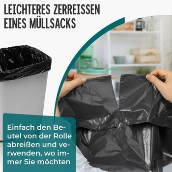 Pytle na odpad 240 l - 10 rolí, odolné proti roztržení, pevné, 10 kusů (1 balení), černé (extra