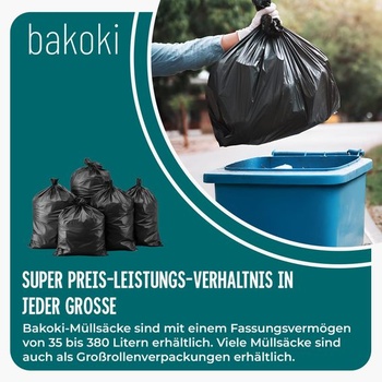 Pytle na odpad 240 l - 10 rolí, odolné proti roztržení, pevné, 10 kusů (1 balení), černé (extra
