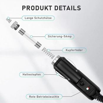 Univerzální 12V 5A napájecí adaptér do auta, USB kabel 5,5x2,5 mm, 1m, 8 adaptérů, adaptér s