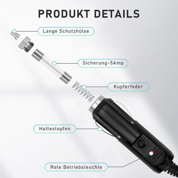Univerzálny 12V 5A napájací adaptér do auta, USB kábel 5,5x2,5 mm, 1m, 8 adaptérov, adaptér s
