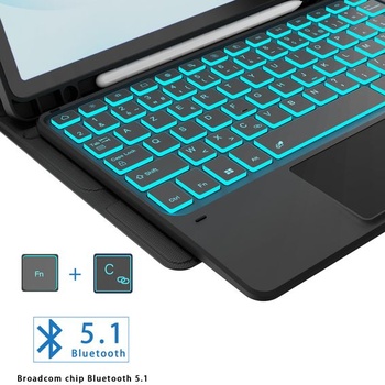 Puzdro s klávesnicou pre Samsung Galaxy Tab A11+/A9+, 11 palcov – 7 farieb s podsvietením,