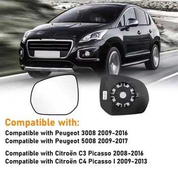1 ks Kompatibilný s vozidlami Peugeot 3008 09-16/5008 09-17 Ľavé zrkadlo