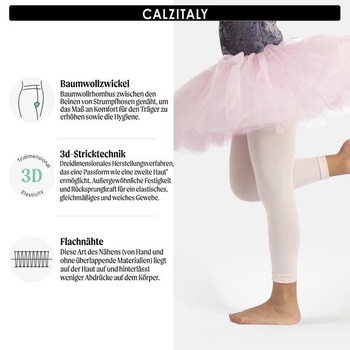 CALZITALY Balení 1 nebo 2 párů - Dívčí taneční legíny, Baletní legíny, Baletní punčocháče bez
