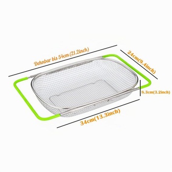 Výsuvné kuchyňské sítko (38–54 cm), koš z nerezové oceli pro použití nad dřezem, kuchyňské sítko,