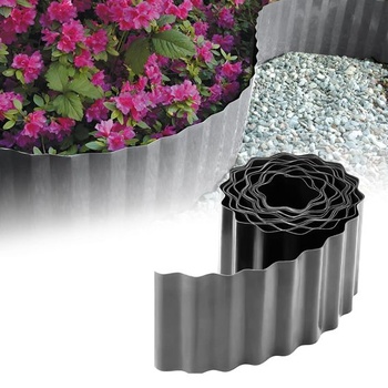 GARDENIX Plastový okraj trávnika 9 m, výška 20 cm - Vlnitý okraj pre kvetinové záhony - Šedý