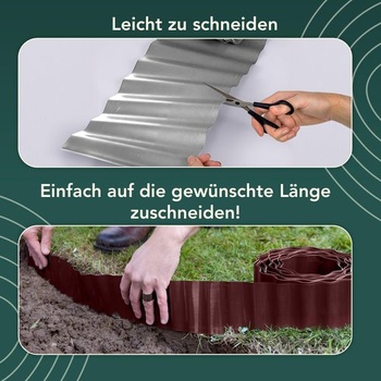 GARDENIX Plastový okraj trávnika 9 m, výška 20 cm - Vlnitý okraj pre kvetinové záhony - Šedý