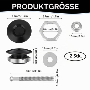 2dielny rýchloupínací čap zámku kapoty, 30mm univerzálny zámok kapoty, tlačidlový klip na nárazník z