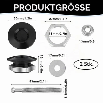 2dílný rychloupínací čep zámku kapoty, 30mm univerzální zámek kapoty, tlačítkový klip na nárazník z