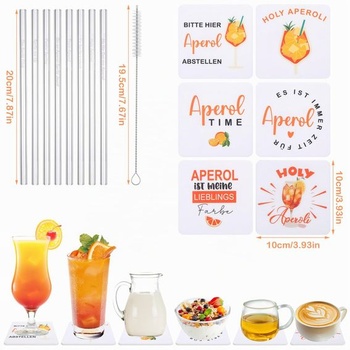 Darčeková sada Hejo 14 kusov Aperol Spritz, 8 plstených podtáckov Aperol, 6 bielych slamiek