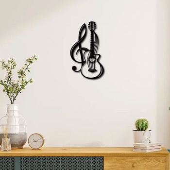 CREATCABIN Kovová nástěnná dekorace, hudební nástroje, černé nástěnné cedule, kytara, železná