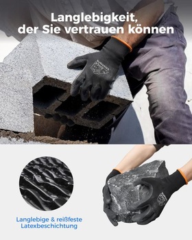 Pracovní rukavice toolant Crinkle Latex ve velkém balení, pogumované bezpečnostní pracovní rukavice